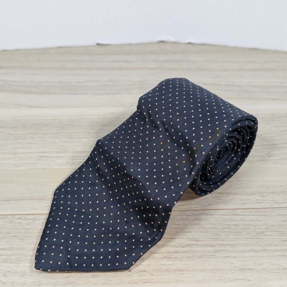 Woodmere Navy Blue Polka Dot Tie Classic Mens Necktie